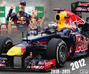 yapboz Sebastian Vettel, Red Bull Racing F1 Dünya Şampiyonu 2012, üç kez en genç şampiyon olduğunu